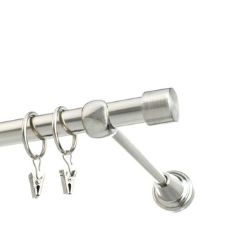 KARNISZ POJEDYNCZY METALOWY SREBRNY NIKIEL POŁYSK / CHROM MAT 360cm KOMPLET