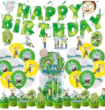 ZESTAW DEKORACJI URODZINOWYCH RICK AND MORTY BALONY BANER