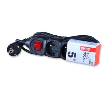 EMOS PC1315 PRZEDŁUŻACZ 3 GNIAZDA 5m WYŁĄCZNIK