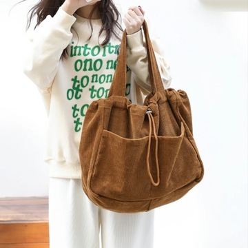 Simple Casual Totes Teenager Students Corduroy Sho