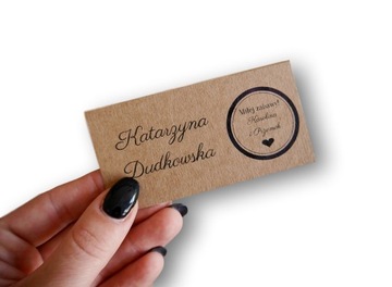 Rustykalne Eco winietki na ślub wesele wizytówki 5 sztuk eco winietki