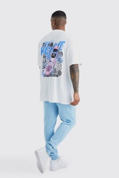 Z NADRUKIEM NA PLECACH L XC24304 *BOOHOO BIAŁY T-SHIRT OVERSIZE