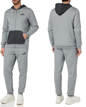 2956 DRES PUMA KOMPLET MĘSKI SZARY BAWEŁNIANY ROZPINANY Z KAPTUREM L
