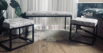 КОМПЛЕКТ Скамейка ЛОФТ, ножки металлические, узоры, 3 шт. 90 40