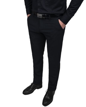 Spodnie eleganckie męskie czysto czarne - 34