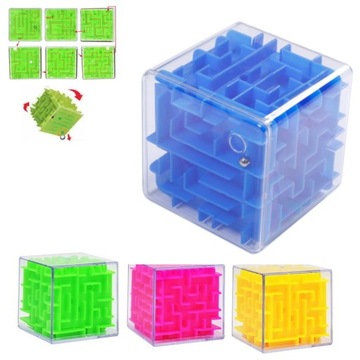 LOGICZNA ŁAMIGŁÓWKA LABIRYNT 3D KOSTKA MINI GRA ZRĘCZNOŚCIOWA