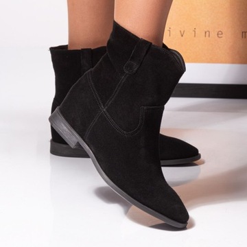 ЧЕРНЫЕ ЗАМШЕВЫЕ БОТИНКИ НА СКРЫТОЙ ТАНКЕТЕ 38