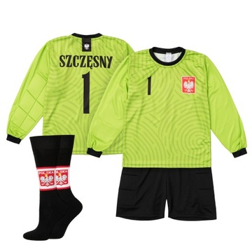Komplet / strój bramkarski + kr. spodnie SZCZĘSNY POLSKA 1 wz.1 rozm. 170