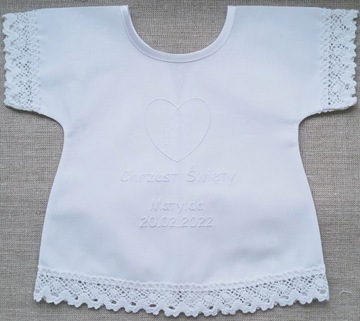 БЕЛАЯ ВЫШИВКА НА ОДЕЖДУ ДЛЯ КРЕЩЕНИЯ ИМЯ ДАТА, ткань + КАРТОН. Акант