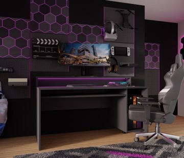 Biurko do gier AYO TZRB235RB3 + LED, czarne, FORTE, GRATISY, szybko