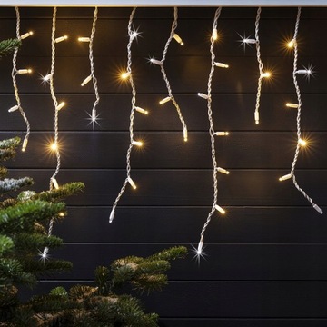 KURTYNA ŚWIETLNA SOPLE ZEWNĘTRZNE 200 LED LAMPKI FLASH BIAŁE CIEPŁE
