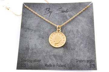 Naszyjnik moneta srebro złocone monetka srebrna