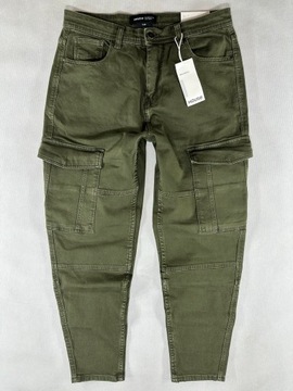 HOUSE jeans khaki bojówki cargo slim fit W31L32 80cm