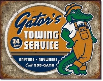 Metalowy plakat USA Pomoc Drogowa Gator's 24 h