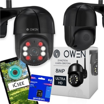 ZEWNĘTRZNA KAMERA OBROTOWA IP WiFi ZOOM 8MP CZARNA