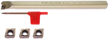 ТОКАРНЫЙ НОЖ S10K SCLCR 06 + 3 ПЛАСТИНЫ CCMT 060204 РАСТОЧНАЯ ОПРАВКА 10 мм FI 10