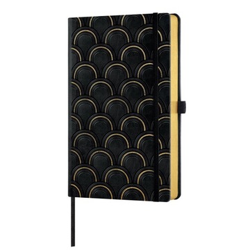 Elegancki włoski notes Castelli Milano A5 ART DECO złoty w linie na prezent
