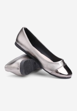 BRĄZOWE BALERINKI DAMSKIE PŁASKIE BUTY WSUWANE WKŁ. EKOSKÓRA WYGODNE LEKKIE