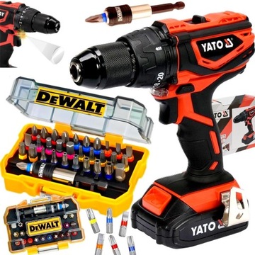 Wiertarko Wkrętarka Akumulatorowa 18v 1x 2 Ah Mocna Yato Zestaw Dewalt