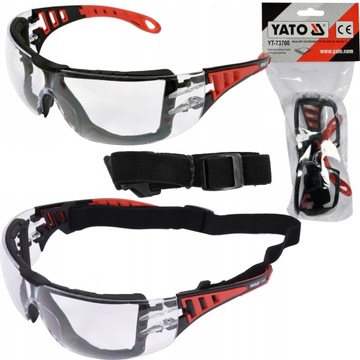 ПРОЗРАЧНЫЕ ПОЛИКАРБОНАТНЫЕ ЗАЩИТНЫЕ ОЧКИ YATO С РЕМЕШКОМ YT-73700