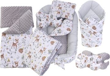 НАБОР ДЕТСКОГО КОКОНА NEST MINKY PIECE XXL BABYMAM, 7 ЭЛЕМЕНТОВ.