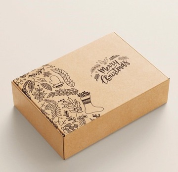 KARTON ŚWIĄTECZNY 250X200X100MM MERRY CHRISTMAS BRĄZ F427