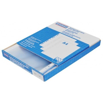 KOSZULKI NA DOKUMENTY DONAU, PP, A4, KRYSTALICZNE, 100 SZTUK W PUDEŁKU