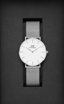 DANIEL WELLINGTON zegarek damski srebrny na bransolecie modny na prezent