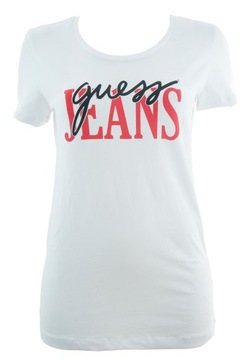 GUESS koszulka t-shirt biała bawełna napisy M