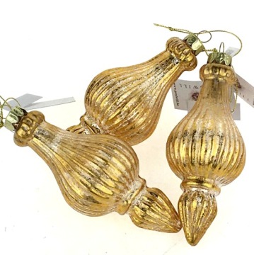 РОЖДЕСТВЕНСКИЕ ШАРЫ, СТЕКЛЯННЫЕ ФОРМЫ, ЗОЛОТО, 14 см