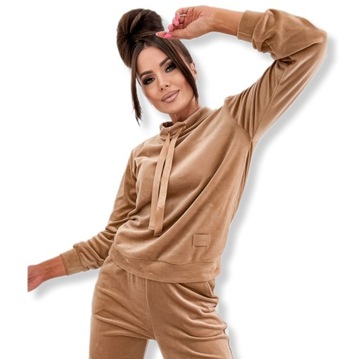 DRES KOMPLET DAMSKI WELUROWY CAMELOWY PREMIUM XL