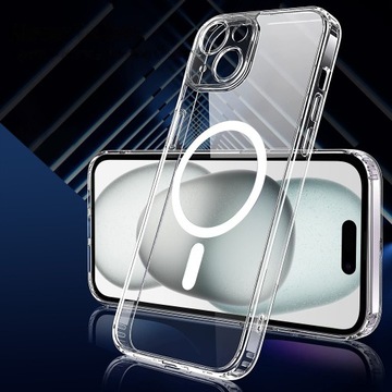 Чехол для iPhone 15 УСИЛЕННЫЙ для MAGSAFE ANTI SHOCK CLEAR CASE + стекло 9H