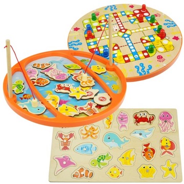 DREWNIANE GRY ŁOWIENIE RYB CHIŃCZYK MAGNES PUZZLE