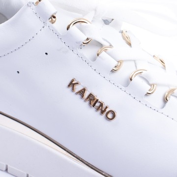 Karino 4070/010 białe sneakersy na koturnie skóra