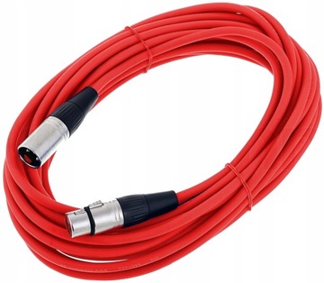 Kabel przewód mikrofonowy XLR - XLR 10 m czerwony