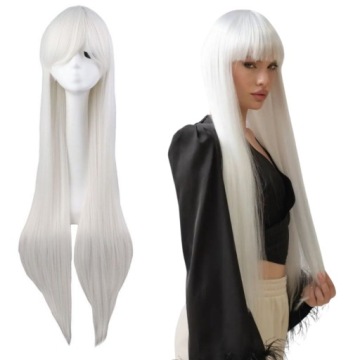 Парик длинный белый 100 см. Косплей аниме манга волос прямой взрыв