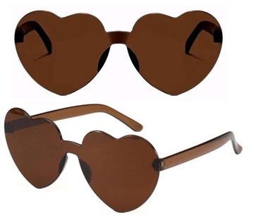 OKULARY SERCA PRZECIWSŁONECZNE DLA DZIECI PRZEZROCZYSTE PARTY BRĄZOWE