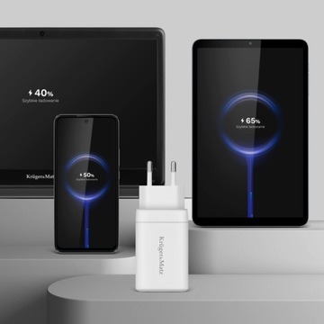 Сетевое зарядное устройство быстрой зарядки GaN Power Delivery мощностью 65 Вт Kruger&Matz