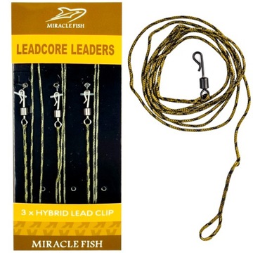 3x PRZYPON LEADCORE BEZPIECZNY KLIPS 75 cm 3 SZTUKI