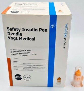 Bezpieczne jednorazowe Igły do penów 30G (0,3 x 6mm) Vogt Medical 100 szt