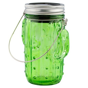 СОЛНЕЧНАЯ ЛАМПА САДОВАЯ БАНКА КАКТУС СТЕКЛО LED