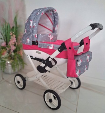 Солидная польская кукольная коляска, глубокая Adbor LILY+Кошелёк+Корзина