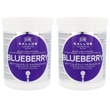 2 x KALLOS BLUEBERRY MASKA REWITALIZUJĄCA DO WŁOSÓW ZNISZCZONYCH 1000ML