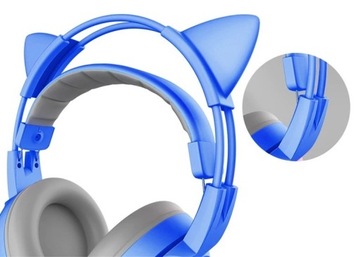 ИГРОВЫЕ НАУШНИКИ КОШАЧЬИ УШИ МИКРОФОН + ПУЛЬТ ДУ