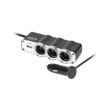 ROZDZIELACZ GNIAZDA ZAPALNICZKI X3 Z KABLEM I USB