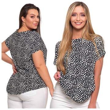 BLUZKA DAMSKA Z WISKOZY KOSZULKA LUŹNA NA KRÓTKI RĘKAW WZÓR MORAJ R.XXL