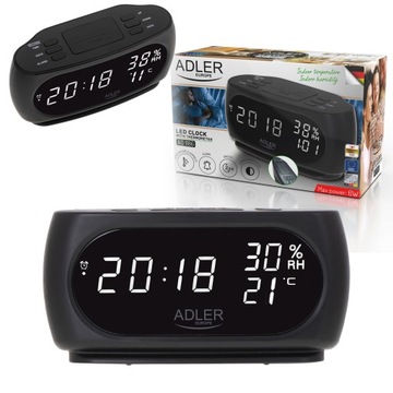 RADIO TERMOMETR WILGOTNOŚĆ POWIETRZA LED ALARM