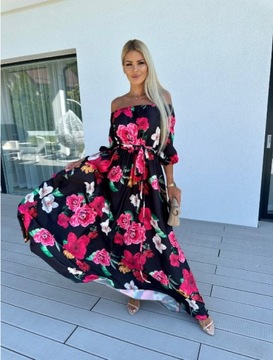 Długa sukienka na wakacje nad morzem Elegancka suk
