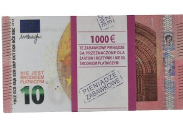 10 EURO banknoty do zabawy i nauki plik 100szt+GRATIS