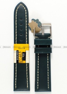 Ciemny turkusowy Pasek skórzany do zegarka - Diloy 377.22.5 - 22 mm